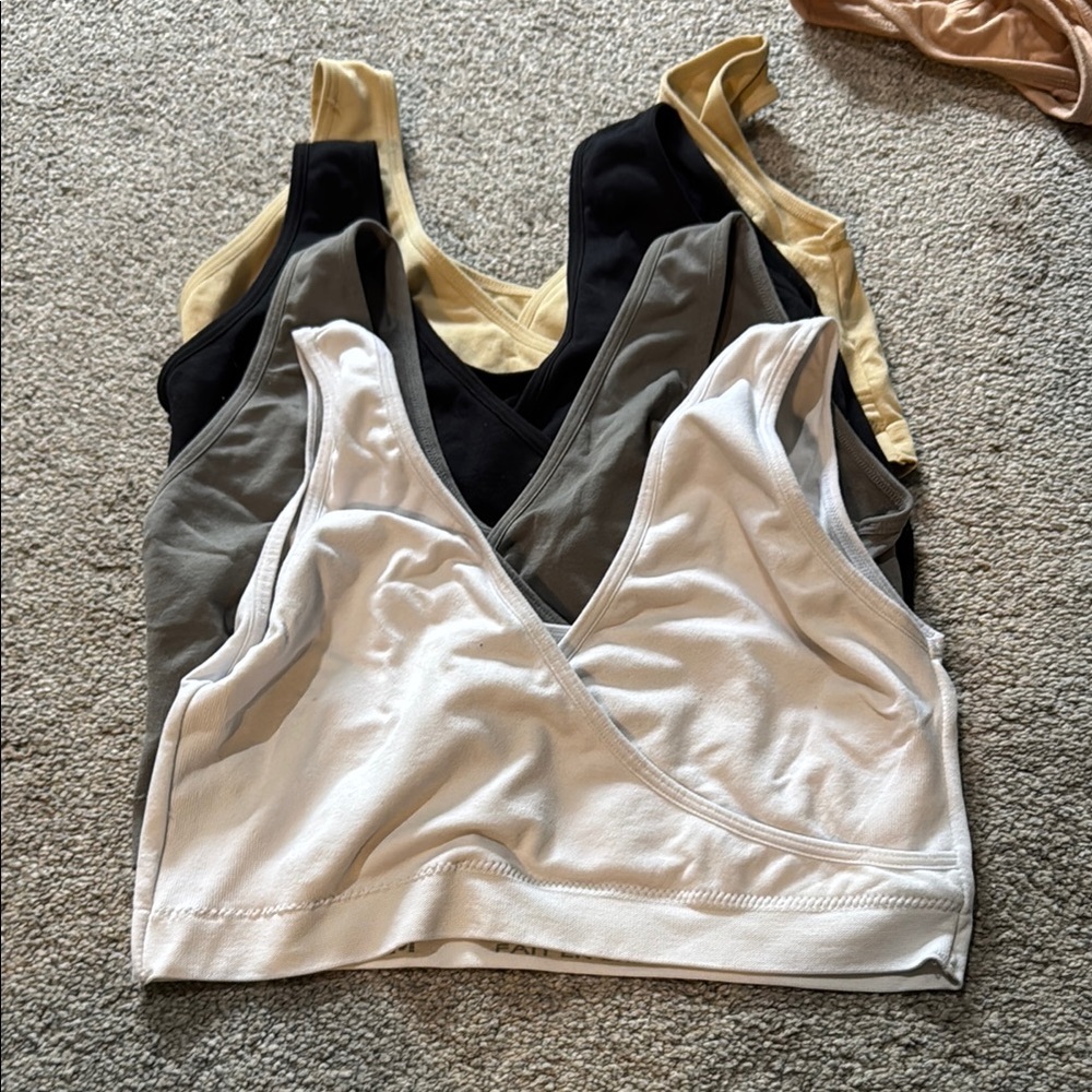 Women's Intimates V-Neck Bralette Set - Black, Gray, White, Tan